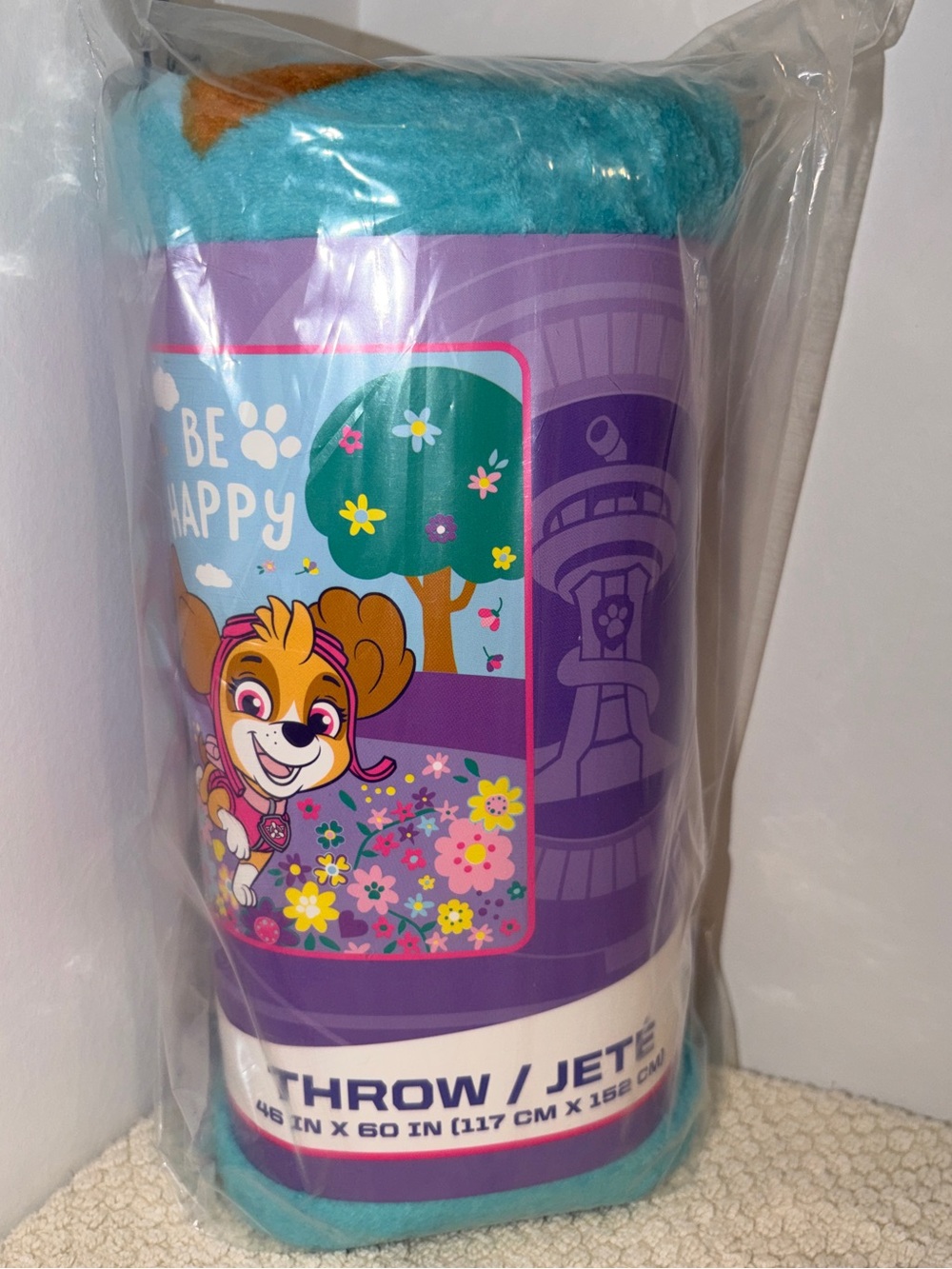 Paw Patrol Skye Plush Throw Blanket - Turquoise & Purple